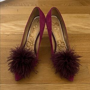 Sam Edelman Fuchsia Heels with Feather Accent